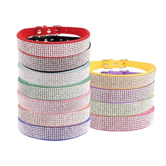 Crystal Suede Dog Collar