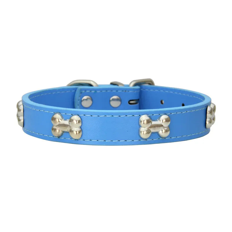 Bone-Detail Faux Leather Collar