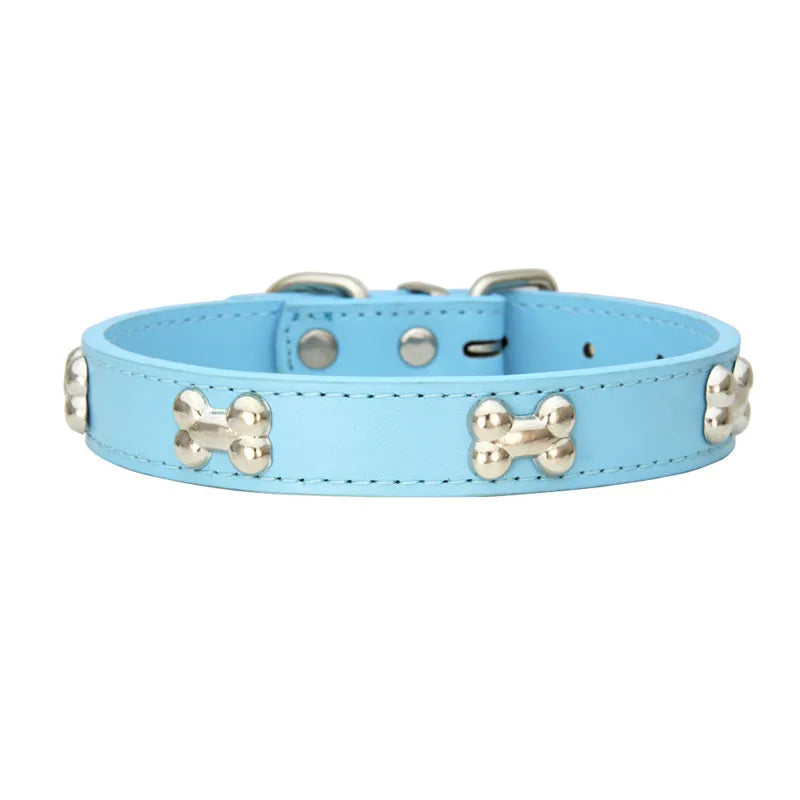 Bone-Detail Faux Leather Collar