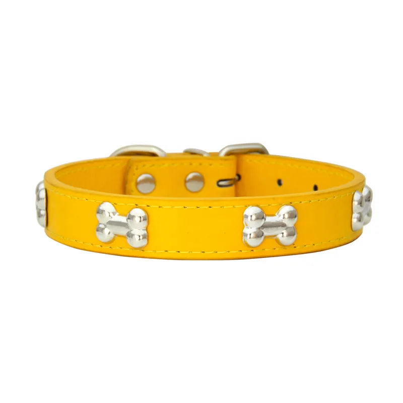 Bone-Detail Faux Leather Collar