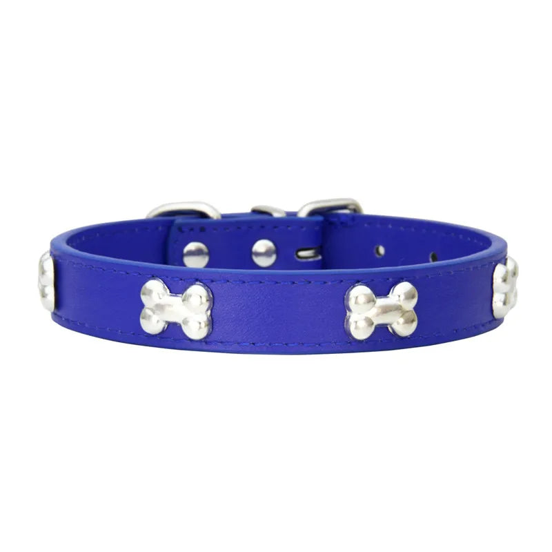 Bone-Detail Faux Leather Collar