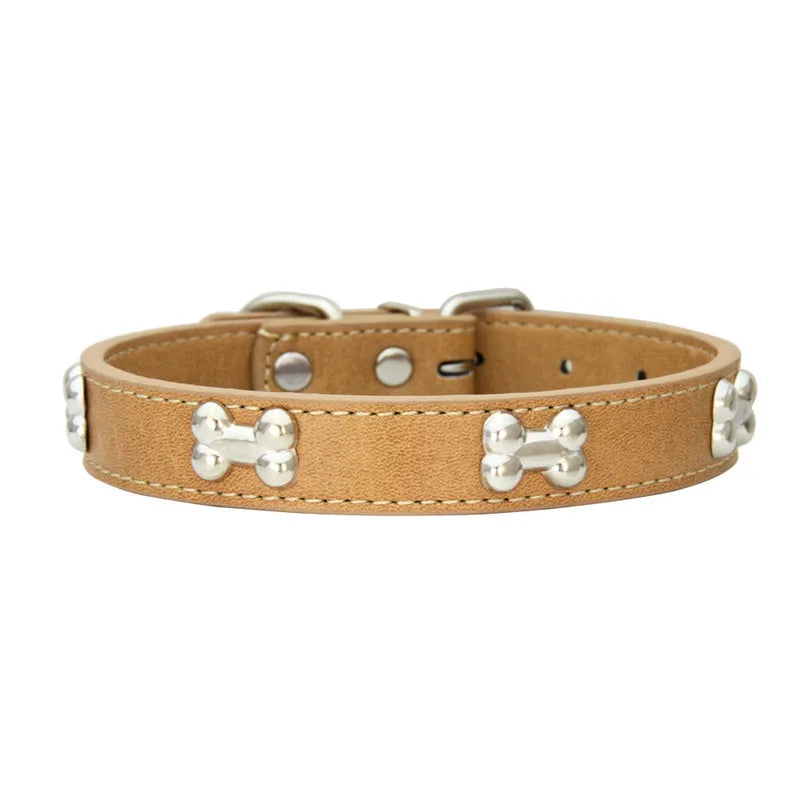 Bone-Detail Faux Leather Collar