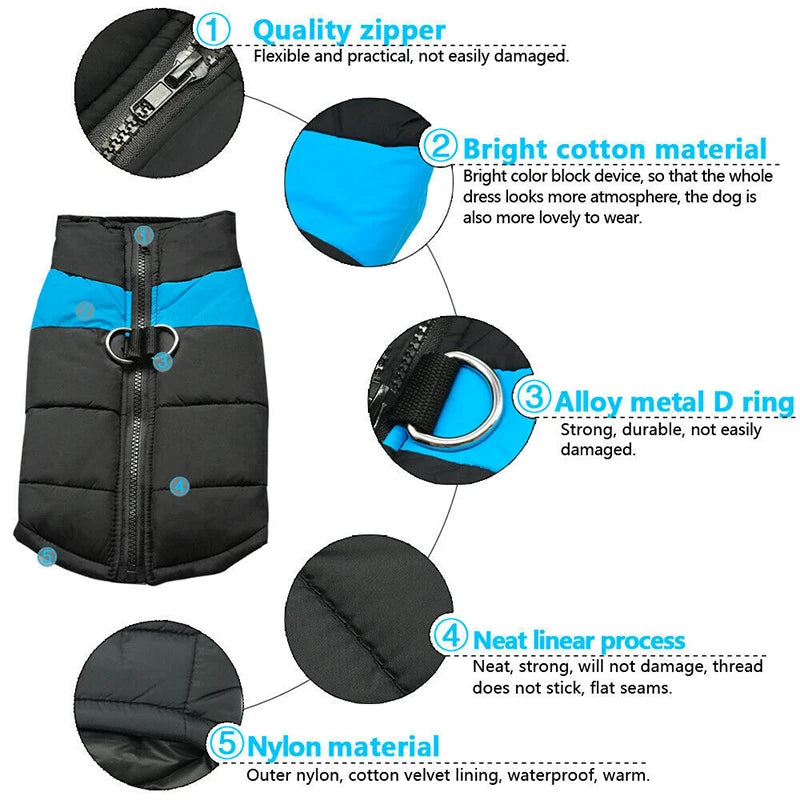 Padded Winter Vest for Large Dogs