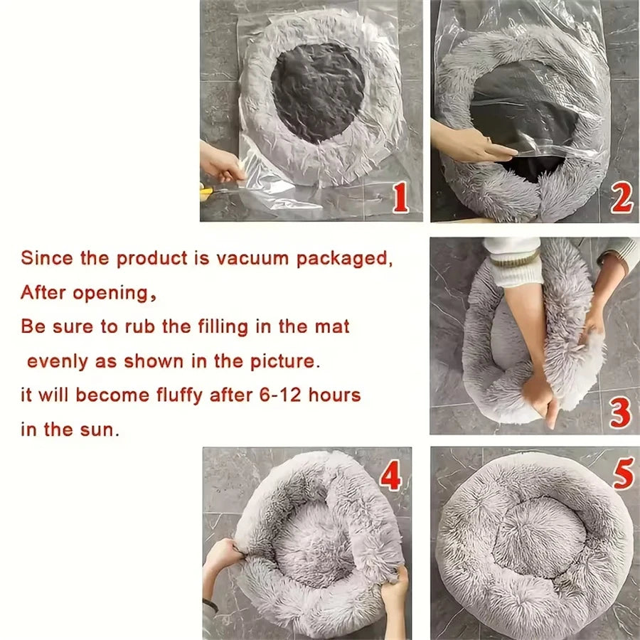 Faux Fur Calming Donut Bed