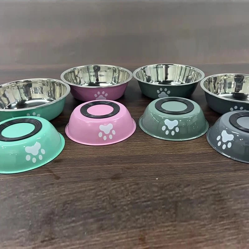 Non-Slip Stainless Paw Print Bowl
