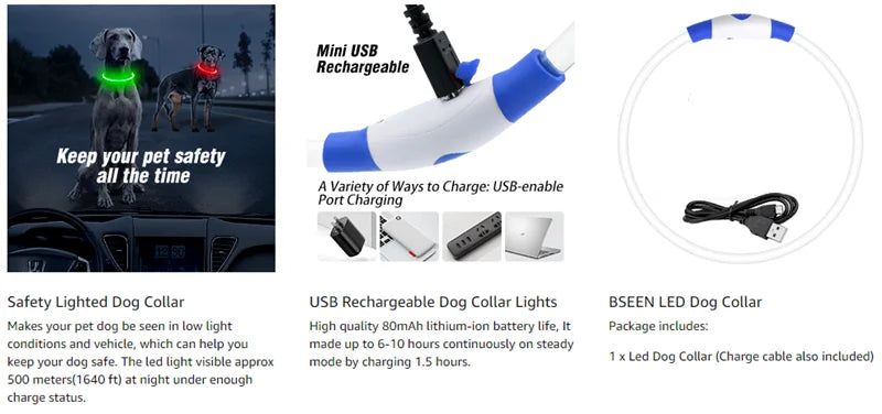 USB Rechargeable LED Collar