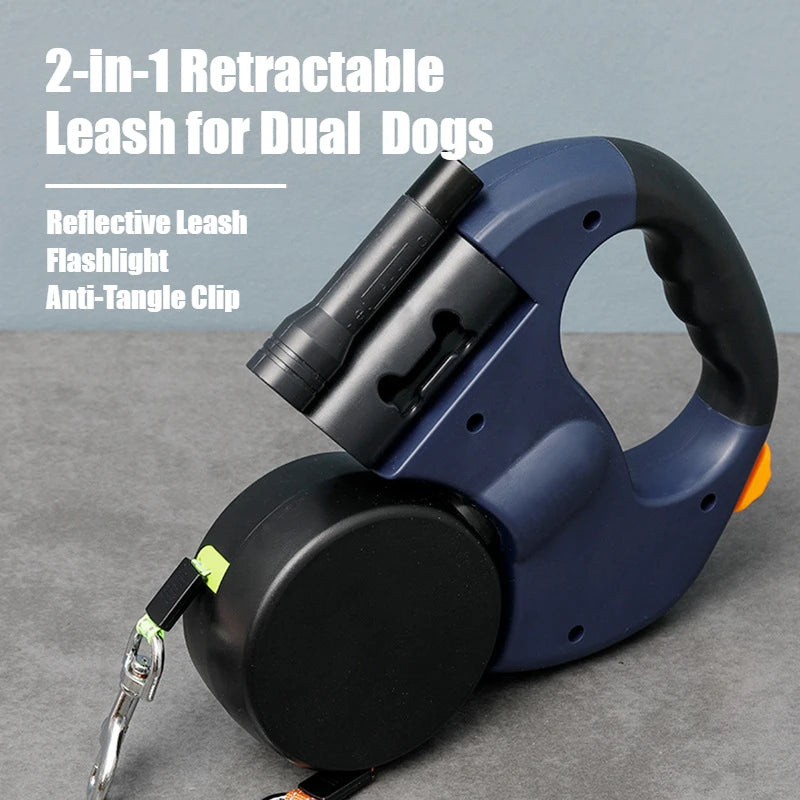 Dual Retractable Lead for Two Dogs