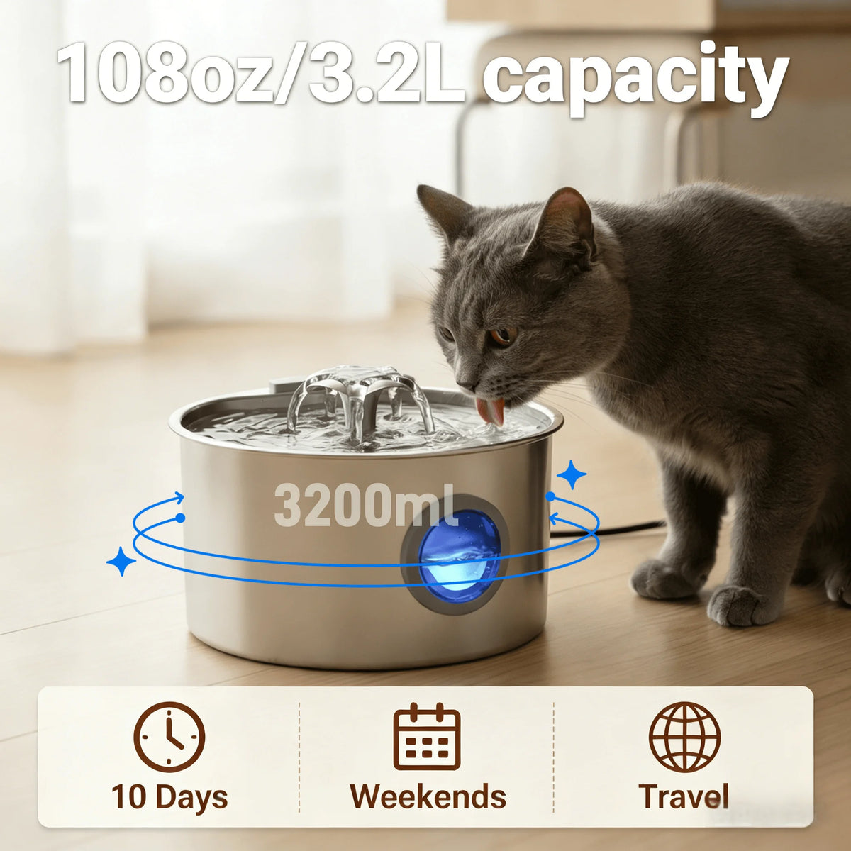 Large Stainless Fountain (2.2L–4L)