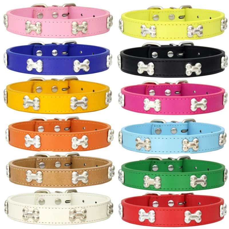 Bone-Detail Faux Leather Collar