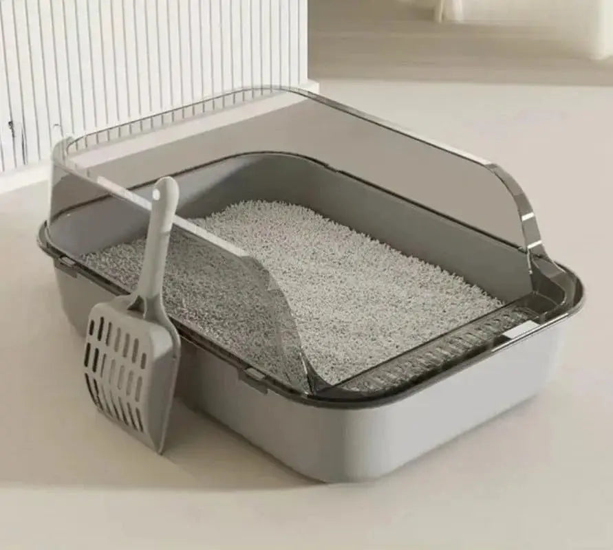 Semi-Enclosed Splash-Guard Litter Tray