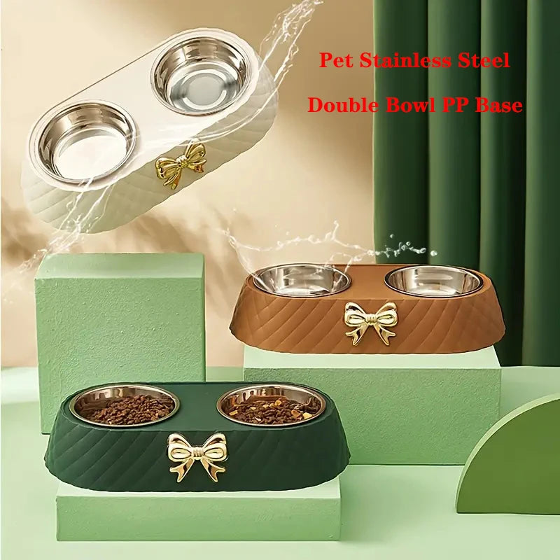Bow-Tie Stainless Cat Bowl