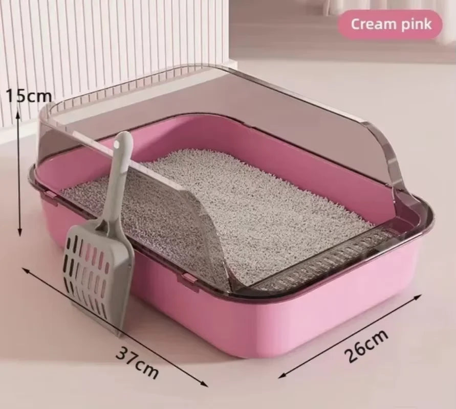 Semi-Enclosed Splash-Guard Litter Tray