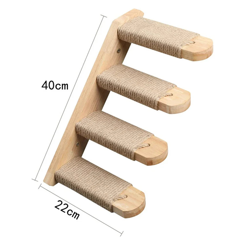 Wall-Mounted Wooden Cat Climbing Set