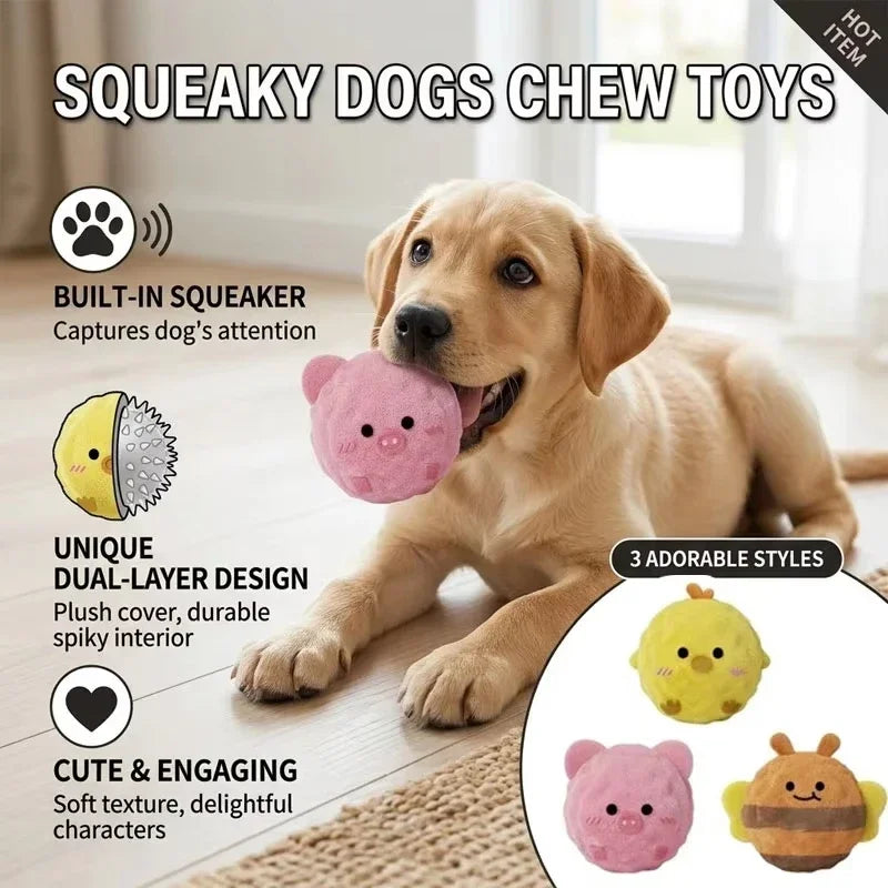Plush-Covered Spiky Squeaky Ball