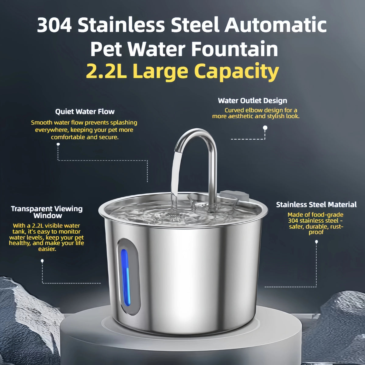 Large Stainless Fountain (2.2L–4L)
