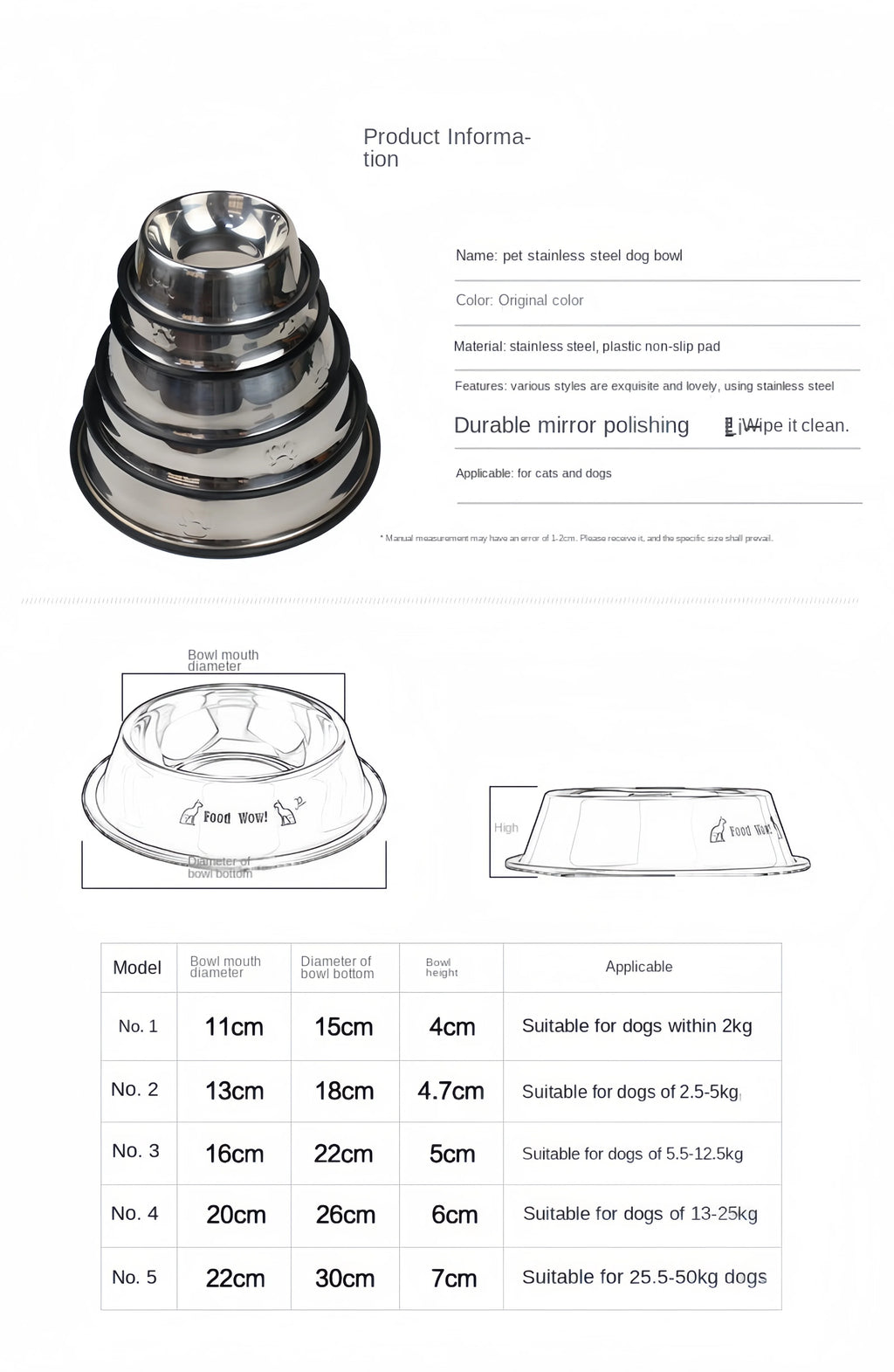 Classic Stainless Steel Bowl (6 Sizes)