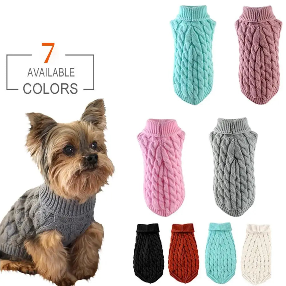 Turtleneck Cable-Knit Dog Jumper