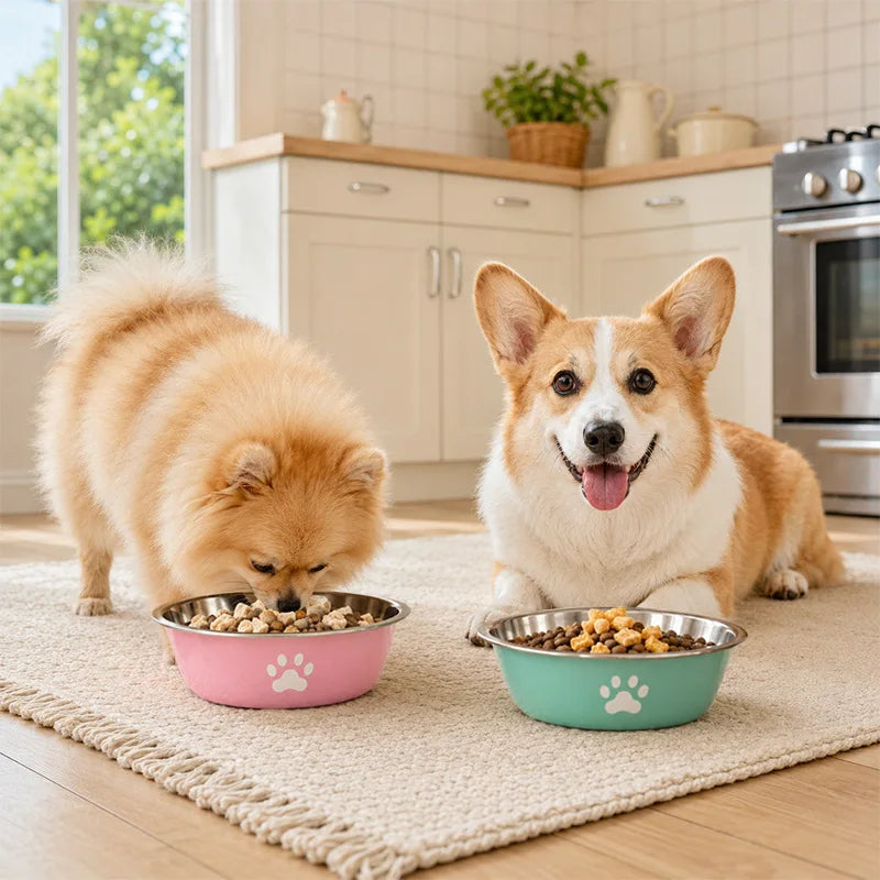 Non-Slip Stainless Paw Print Bowl