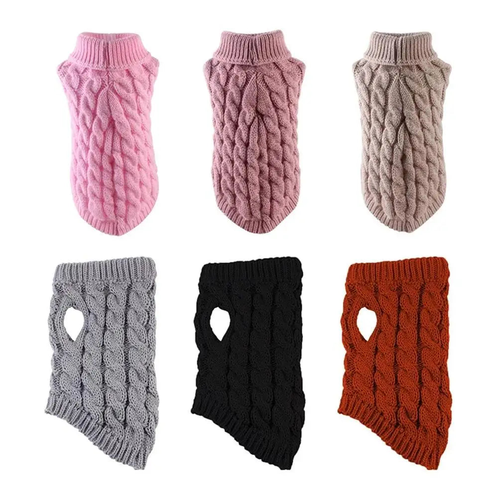 Turtleneck Cable-Knit Dog Jumper