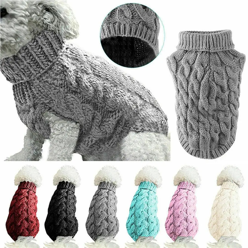 Turtleneck Cable-Knit Dog Jumper