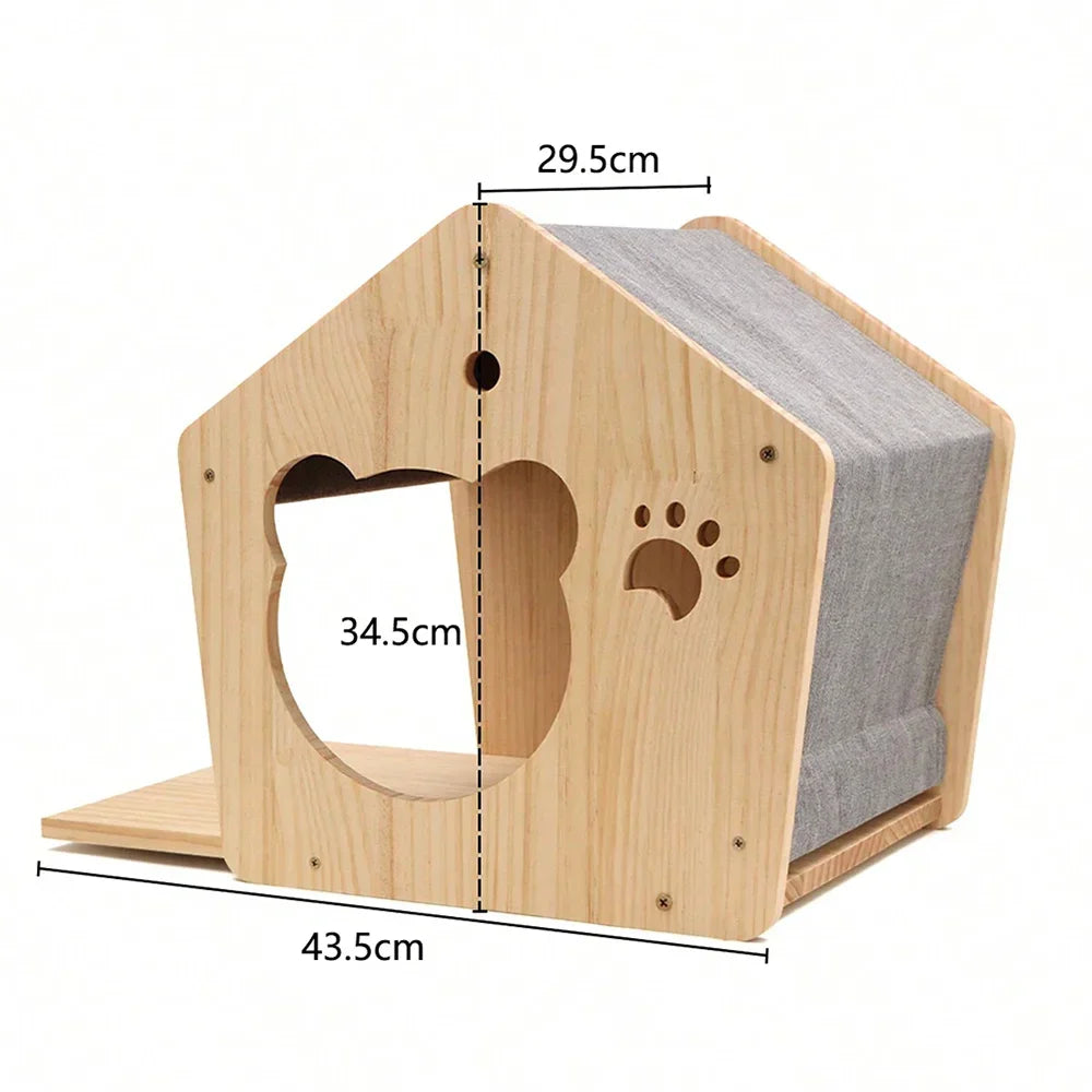 Wall-Mounted Wooden Cat Climbing Set