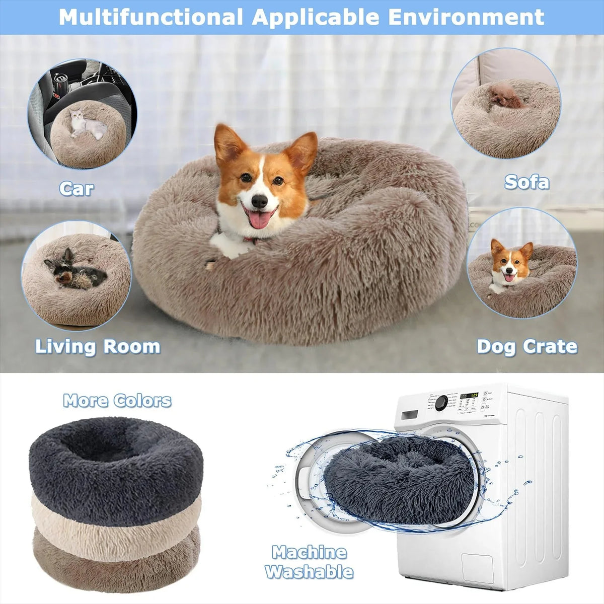Round Plush Basket Bed