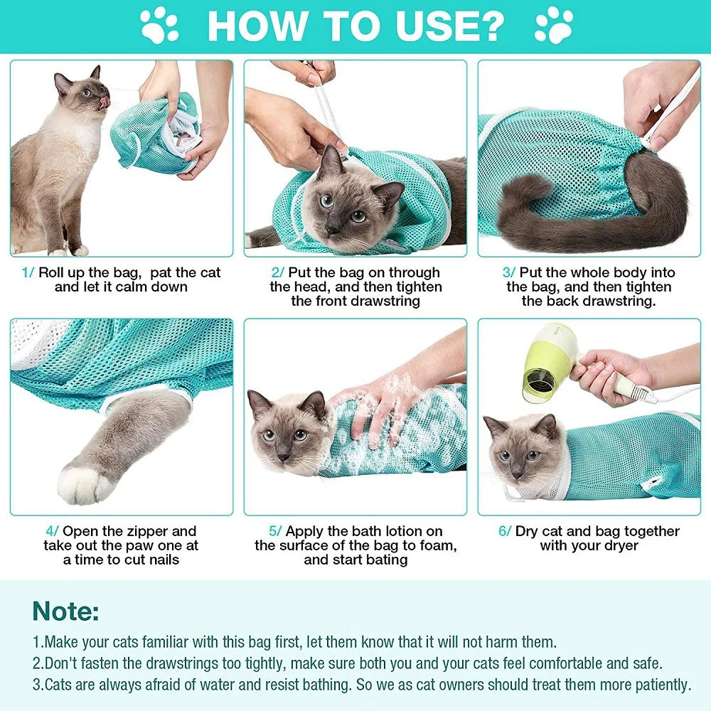 Mesh Cat Bath & Grooming Bag