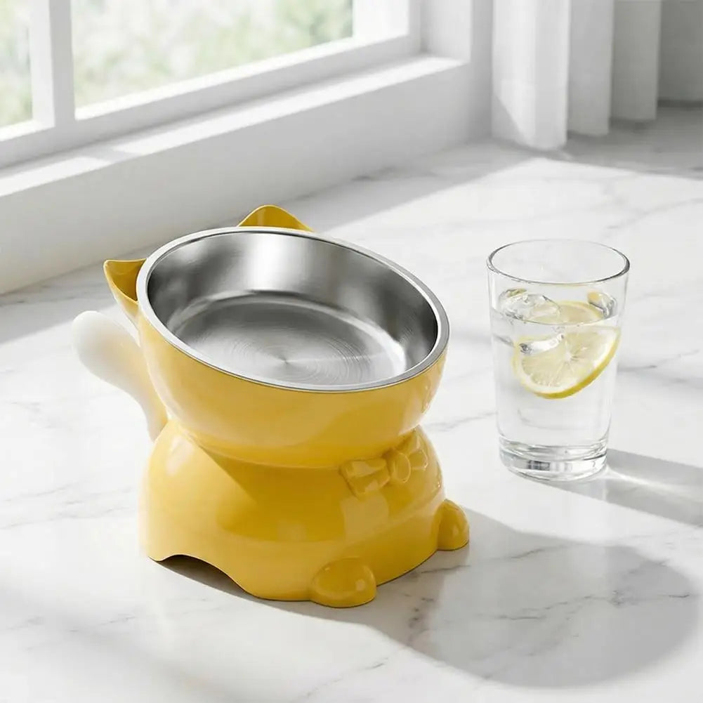 Raised Stainless Cat Bowl with Ears