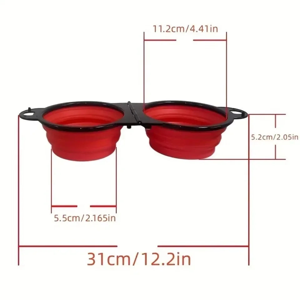 Foldable Double Travel Bowl