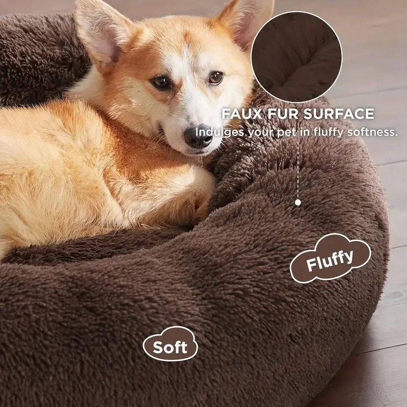Round Plush Basket Bed