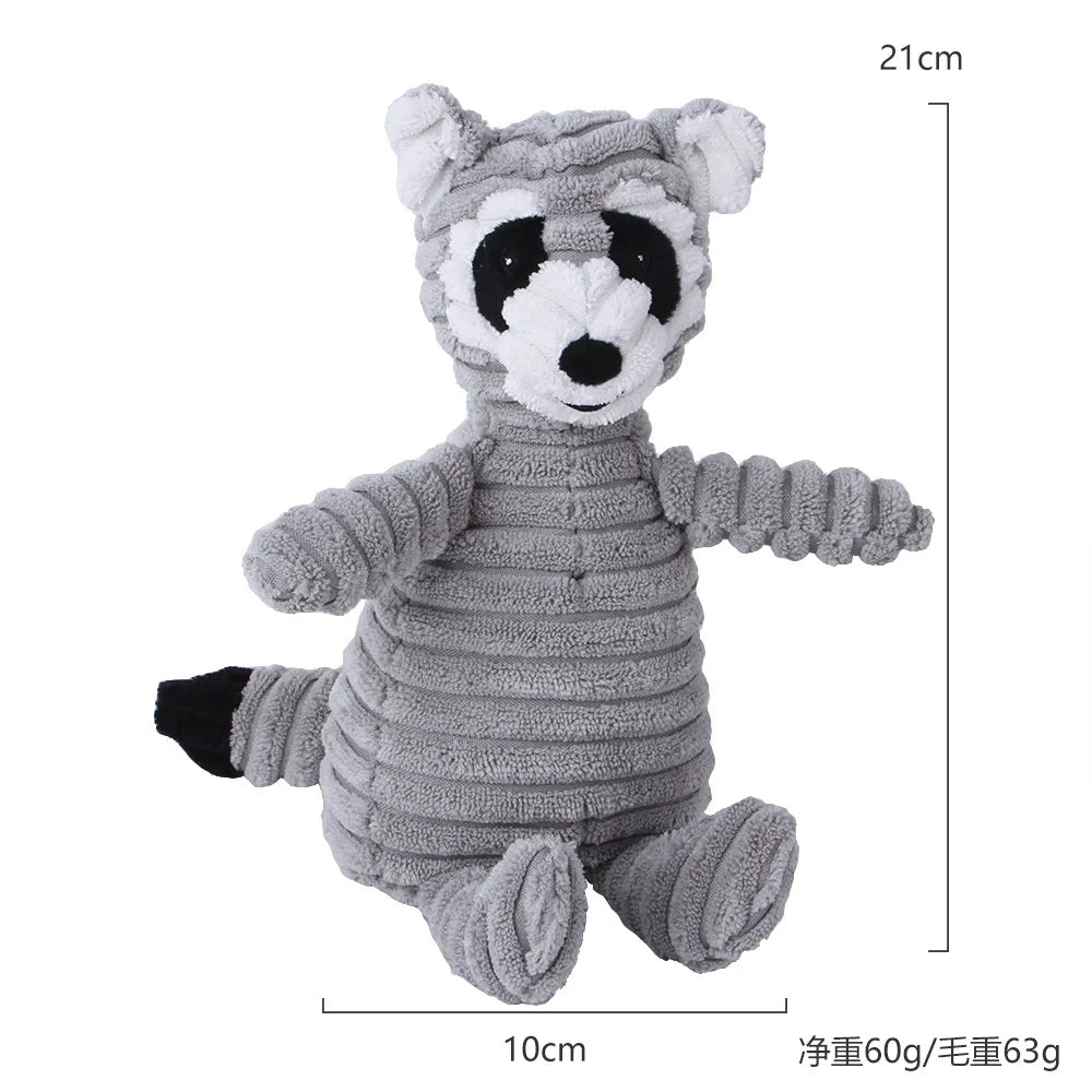 Corduroy Squeaky Animal Plush
