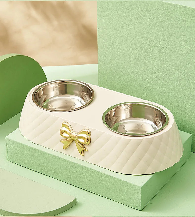 Bow-Tie Stainless Cat Bowl