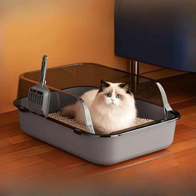 Semi-Enclosed Splash-Guard Litter Tray