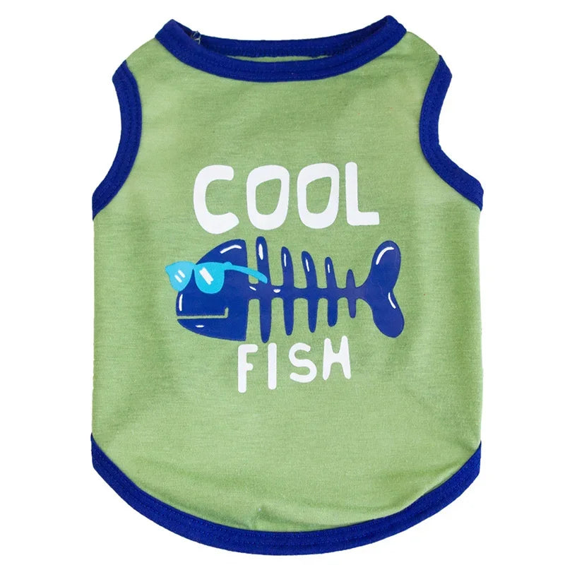 Cotton Slogan Dog Vest Tee