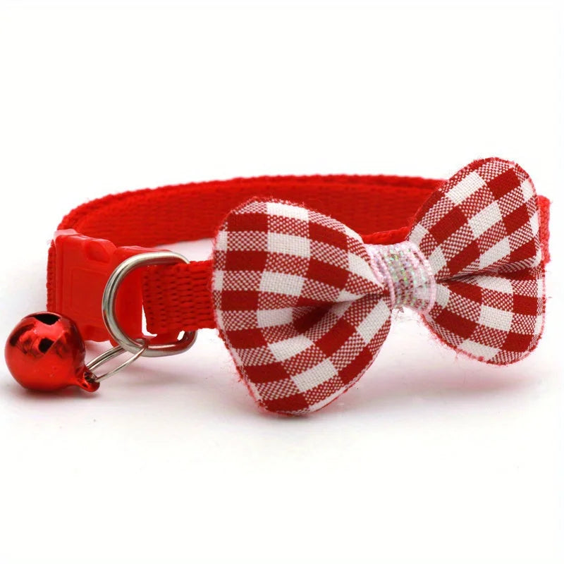 Plaid Bow-Tie Cat Collar