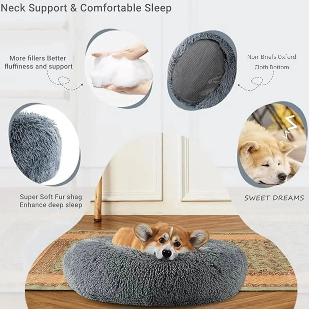 Plush Round Donut Bed (6 Sizes)