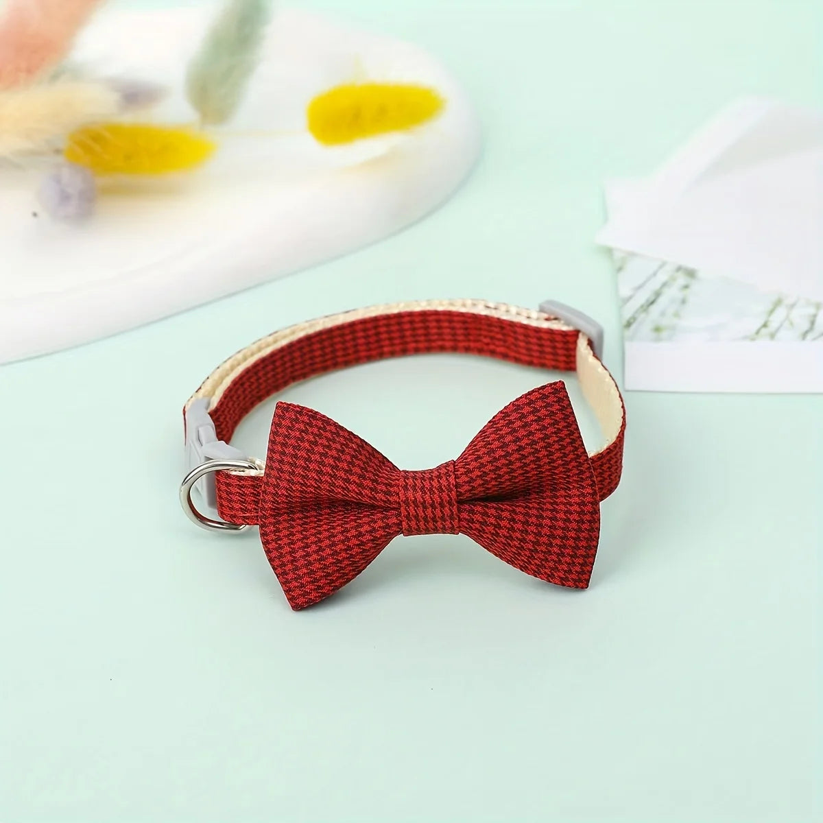 Plaid Bow-Tie Cat Collar