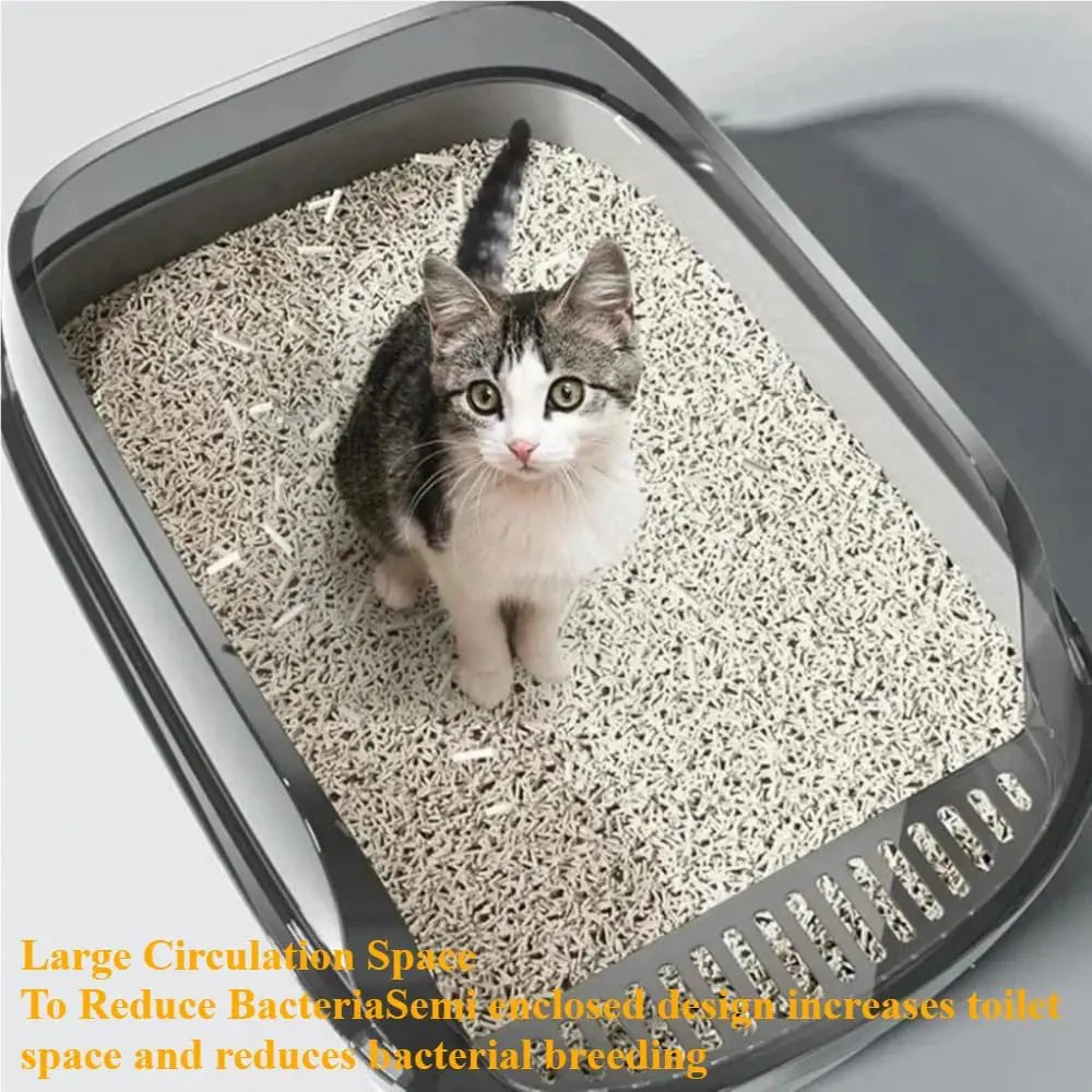 Semi-Enclosed Splash-Guard Litter Tray