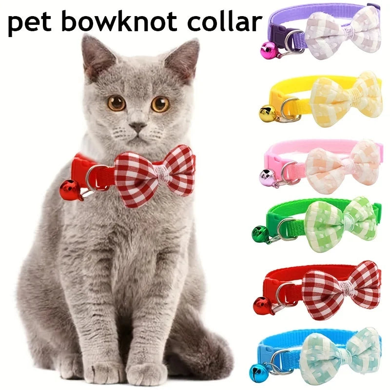 Plaid Bow-Tie Cat Collar