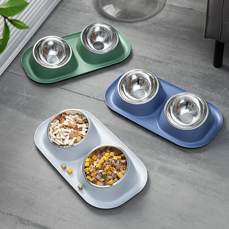 Stainless Double Bowl with Non-Slip Base