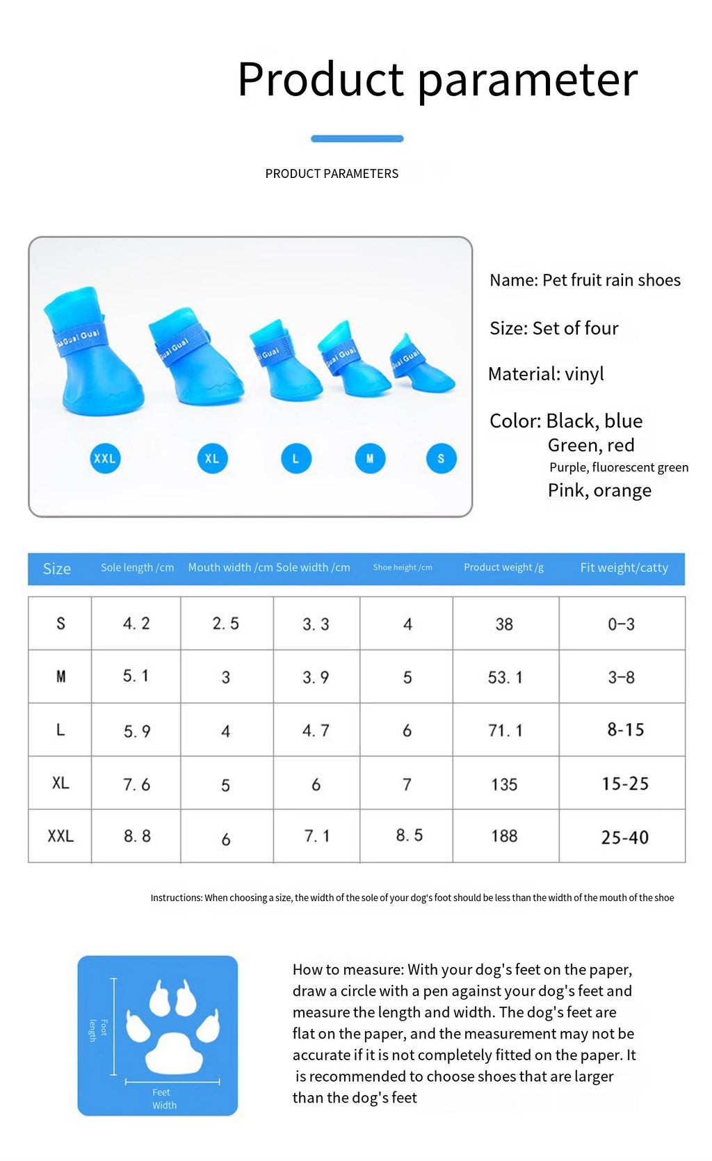 Rubber Rain Boots (Set of 4)