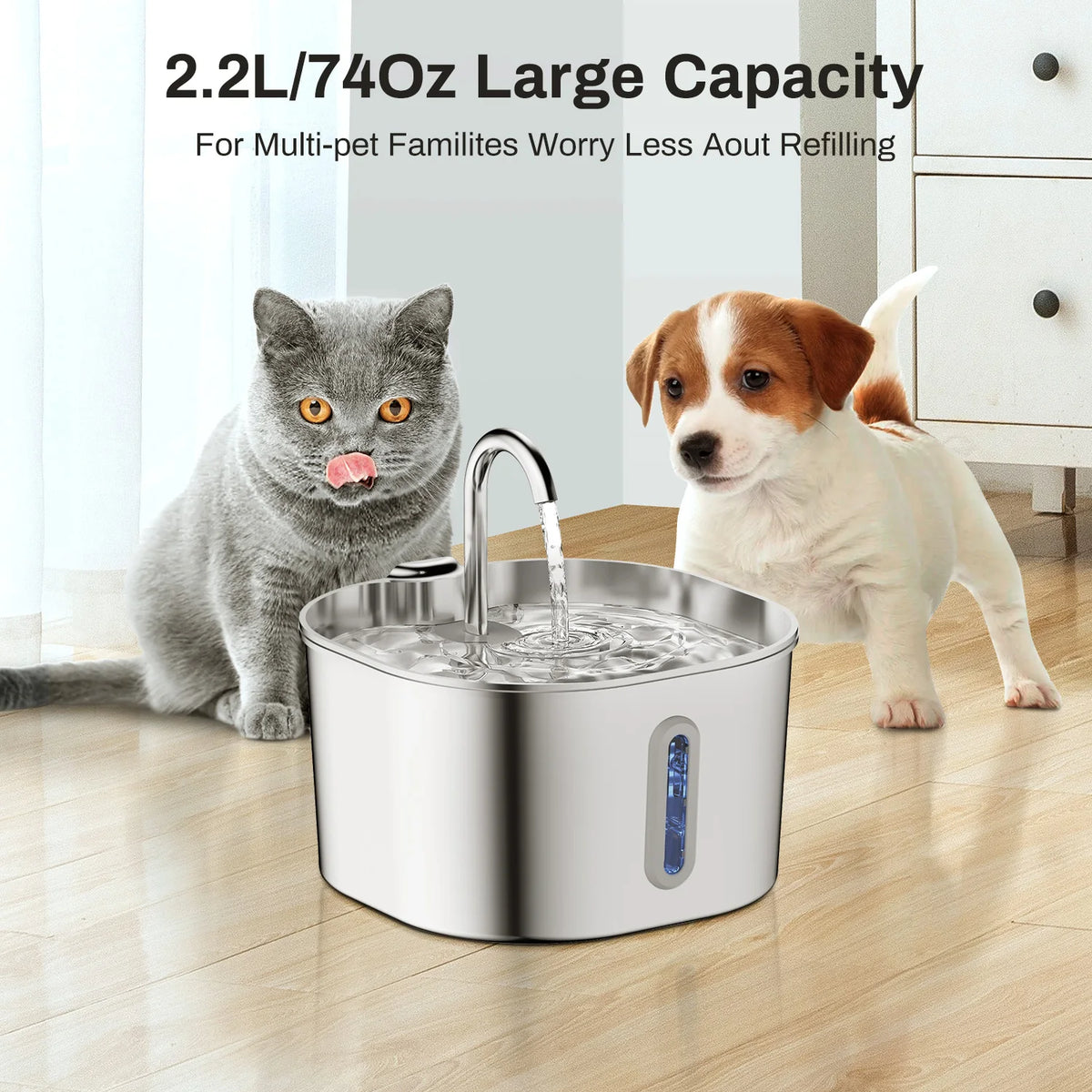 2.2L Stainless Steel Cat Fountain
