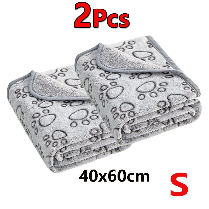 Fluffy Paw Print Blankets (Set of 2)