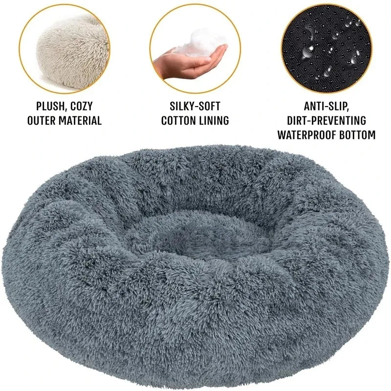 Round Plush Basket Bed