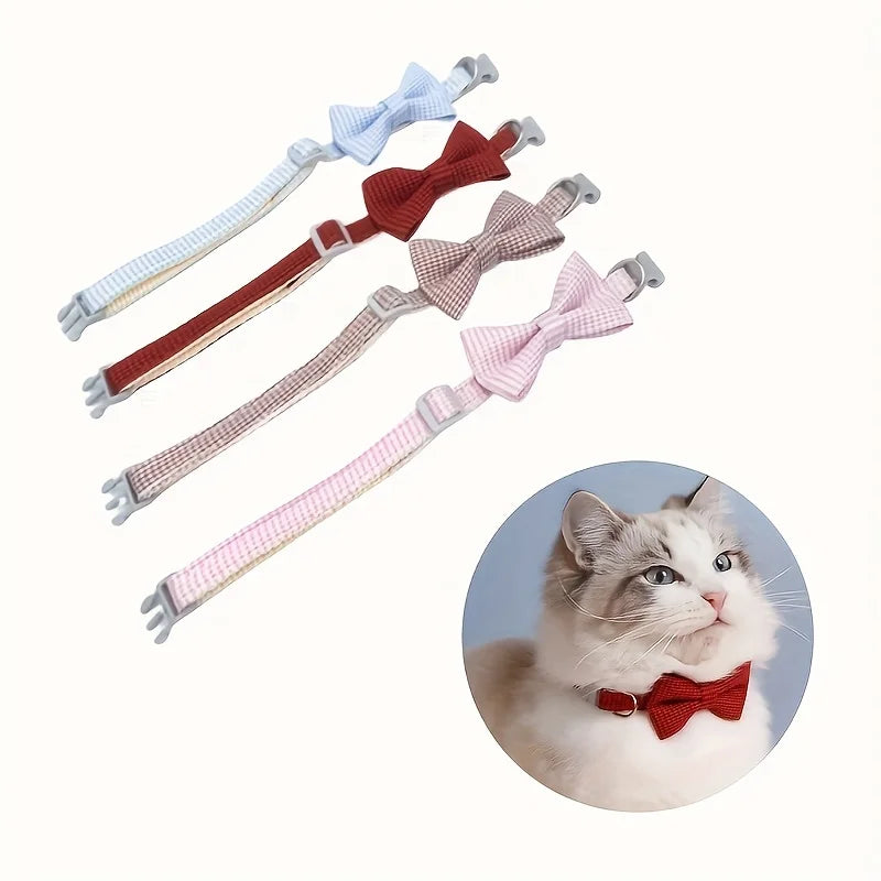 Plaid Bow-Tie Cat Collar