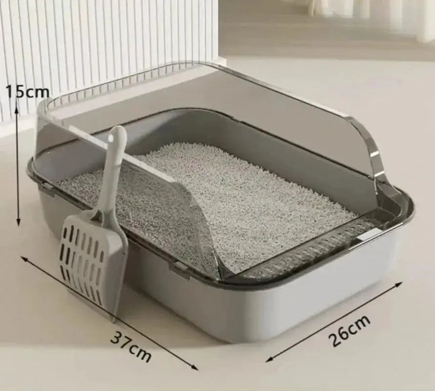Semi-Enclosed Splash-Guard Litter Tray