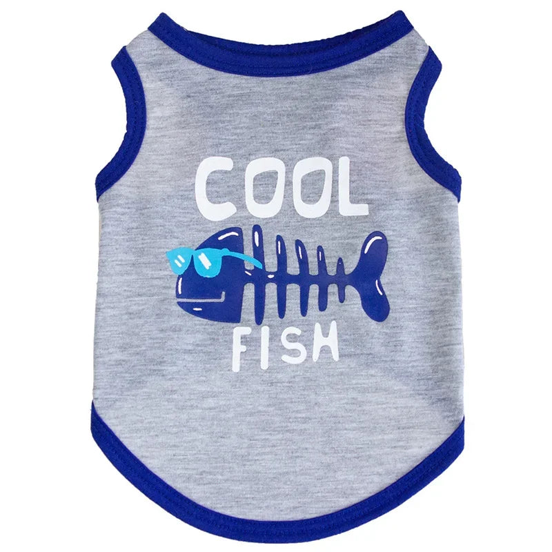 Cotton Slogan Dog Vest Tee