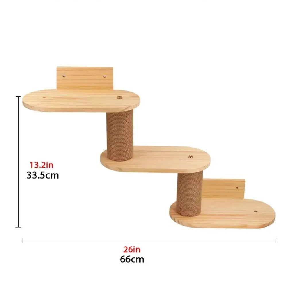 Wall-Mounted Wooden Cat Climbing Set