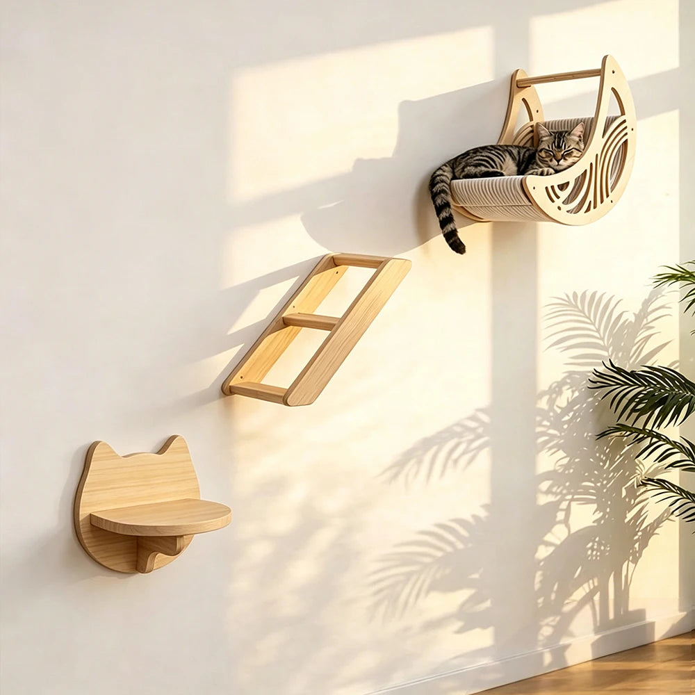 Solid Wood Cat Wall Steps