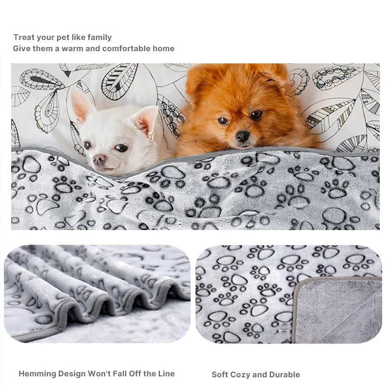 Fluffy Paw Print Blankets (Set of 2)